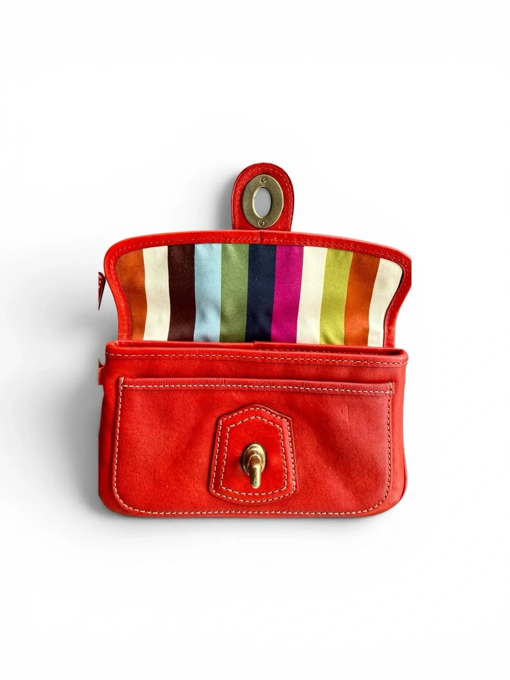 Coach Legacy Red Leather Turnlock Wristlet - Picture 6 of 8